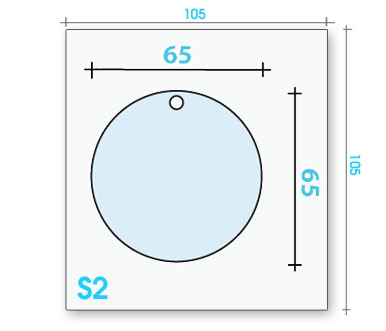 Card badge S2 dimensions and cut-out shape