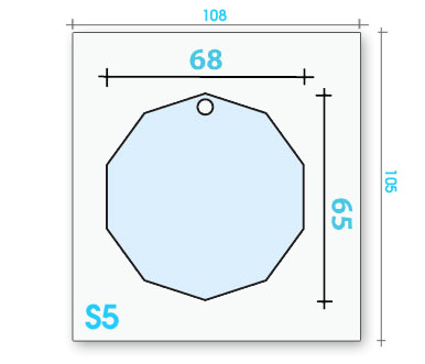 Card badge S5 dimensions and cut-out shape