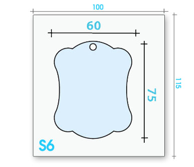 Card badge S6 dimensions and cut-out shape