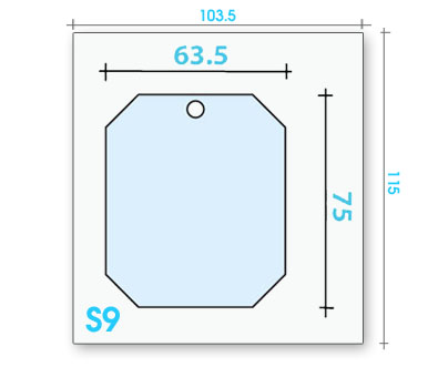 Card badge S9 dimensions and cut-out shape