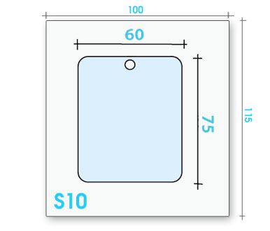 Card badge S10 dimensions and cut-out shape