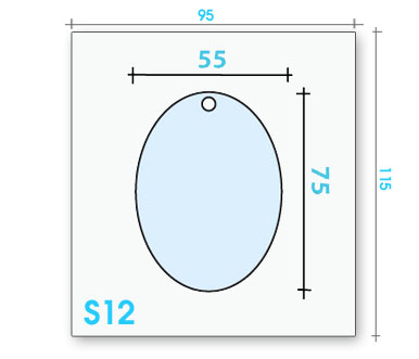 Card badge S12 dimensions and cut-out shape