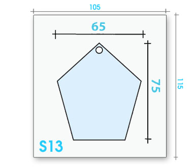 Card badge S13 dimensions and cut-out shape