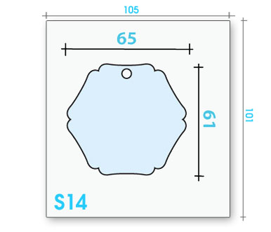 Card badge S14 dimensions and cut-out shape