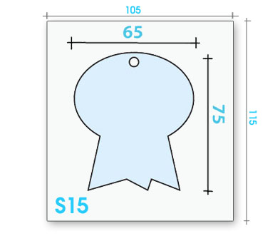 Card badge S15 dimensions and cut-out shape