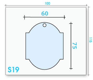 Card badge S19 dimensions and cut-out shape